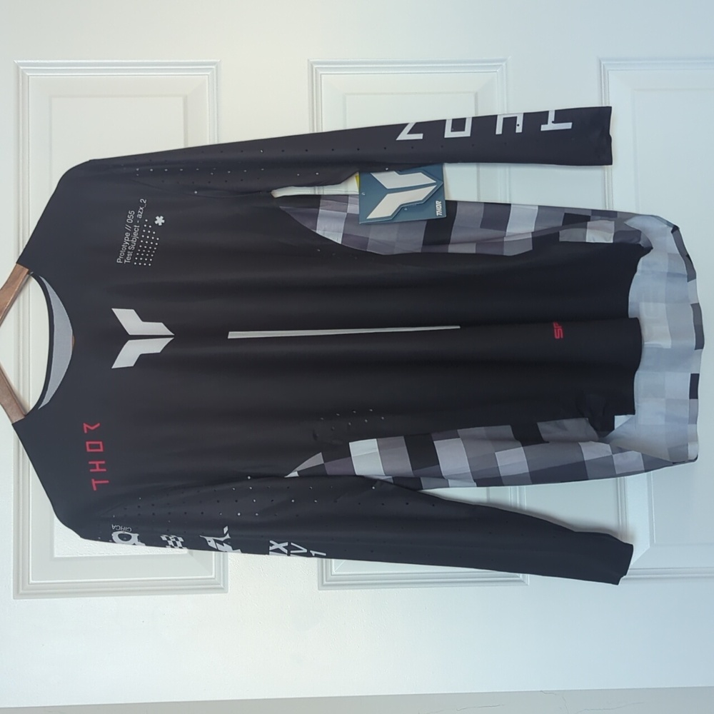 Thor Black and White Graphic Motorsports Dirt Bike Jersey
